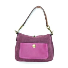 Vintage Coach Satchel Suede Purple Plum Handbag Hobo