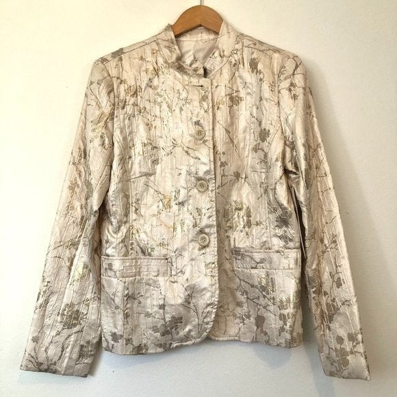wholesale cheap and high quality ERIN NWT NEW LONDON Medium Jacket Lightweight Floral Metallic Gold Ivory Cream Women wholesale cheap and high quality ERIN NWT NEW LONDON Medium Jacket Lightweight Floral Metallic Gold Ivory Cream Women