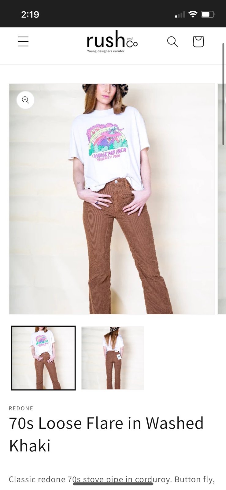 Re/Done Loose Flare thin corduroy NWT