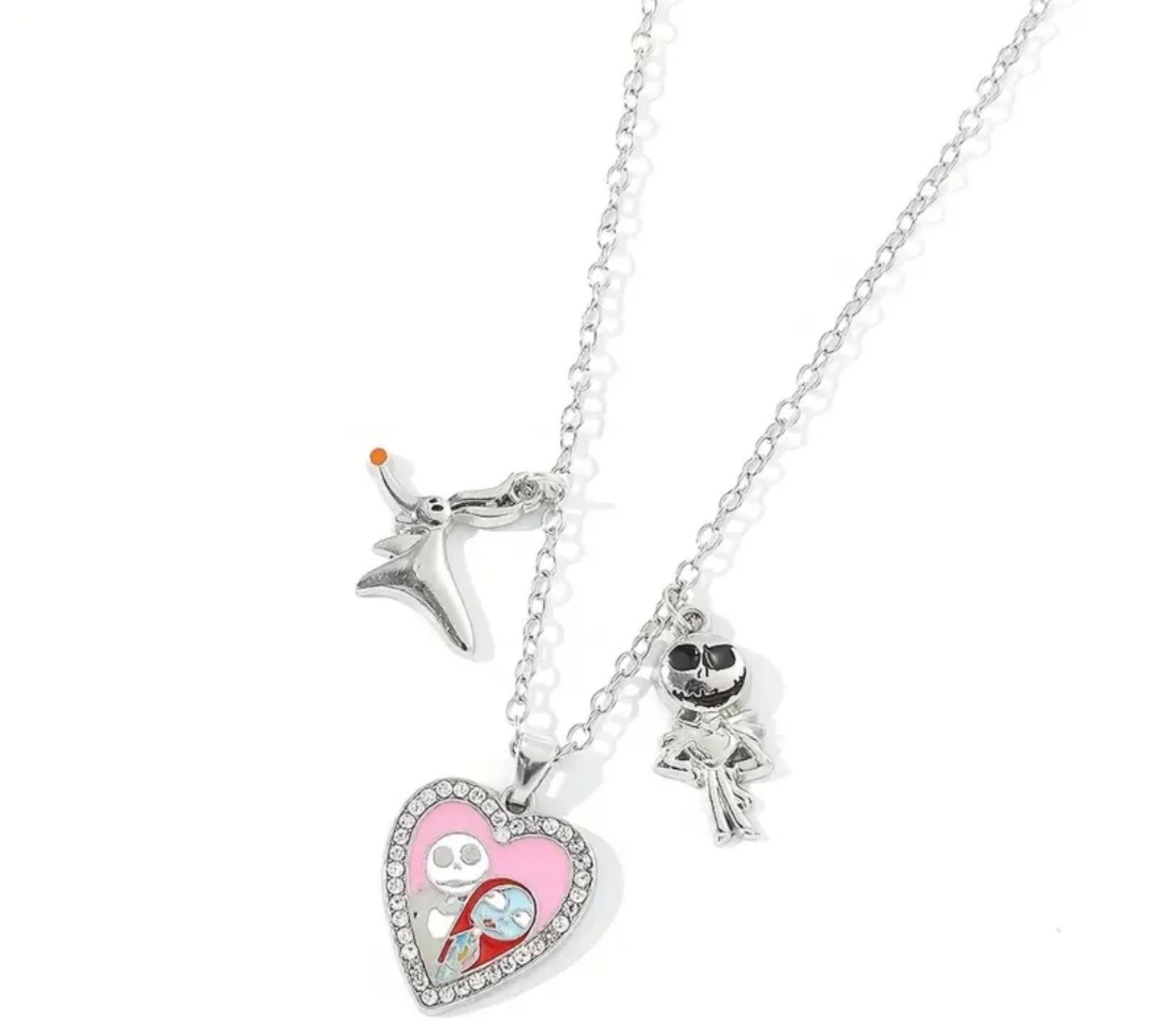 Silver and Pink Night Before Christmas Necklace