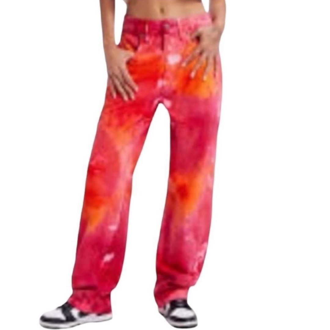 NWT Good American PRENTIS BURRELL Tie Dye Painted 90’s Style High Waist Sz 10/30