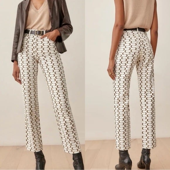 Reformation mod high rise straight geometric jeans