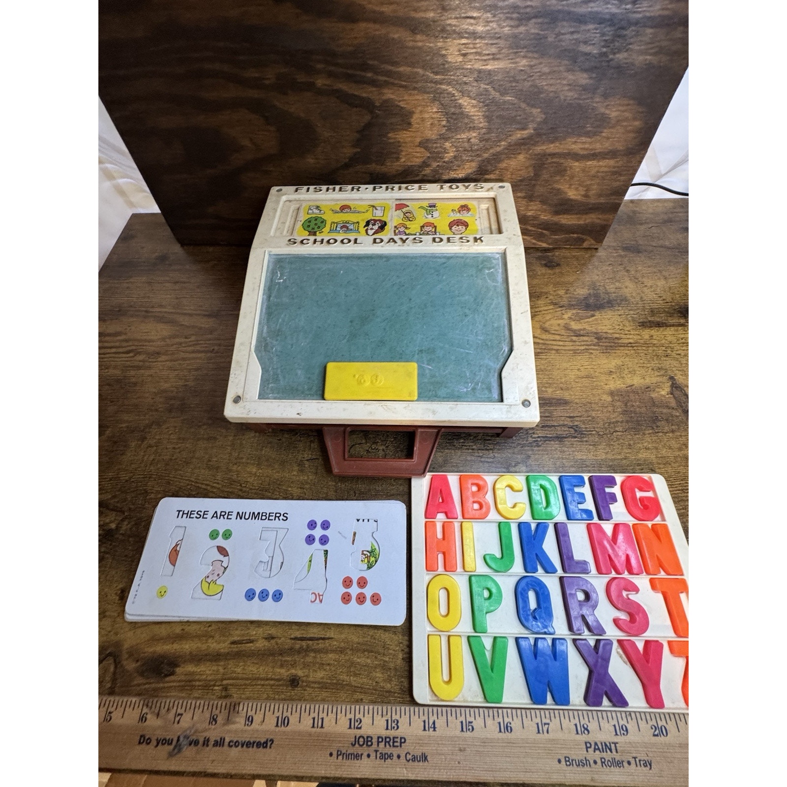 Fisher Price School Days Desk Stencils, Full Letter Tray, Eraser And Chalk