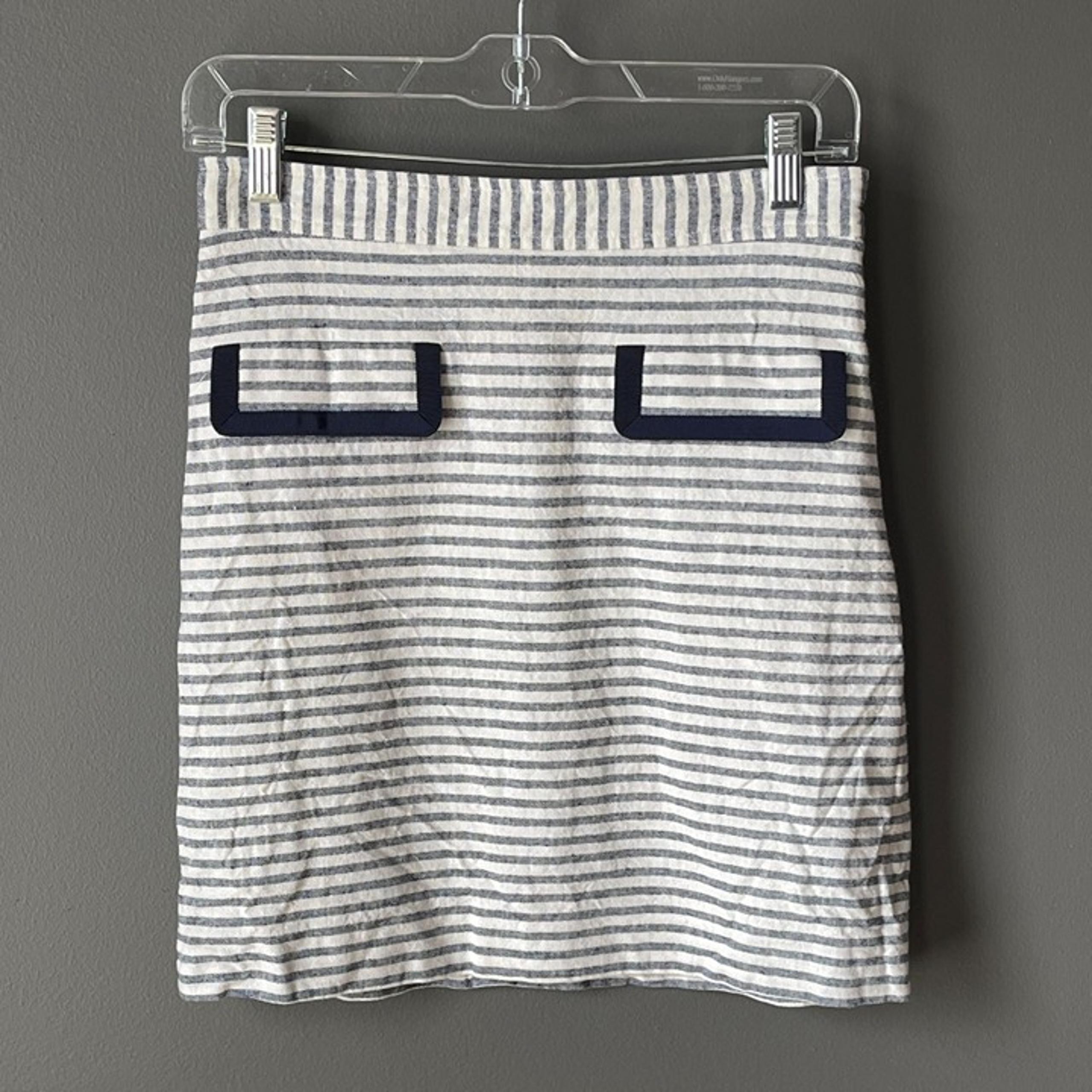 Brook Brothers Blue Striped Mini Pencil Linen Blend Women's Skirt Size 0 - Brooks Brothers