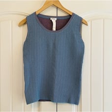 Akris Punto Geometric Stretch Knit Sleeveless Sweater Top Turquoise Size 6