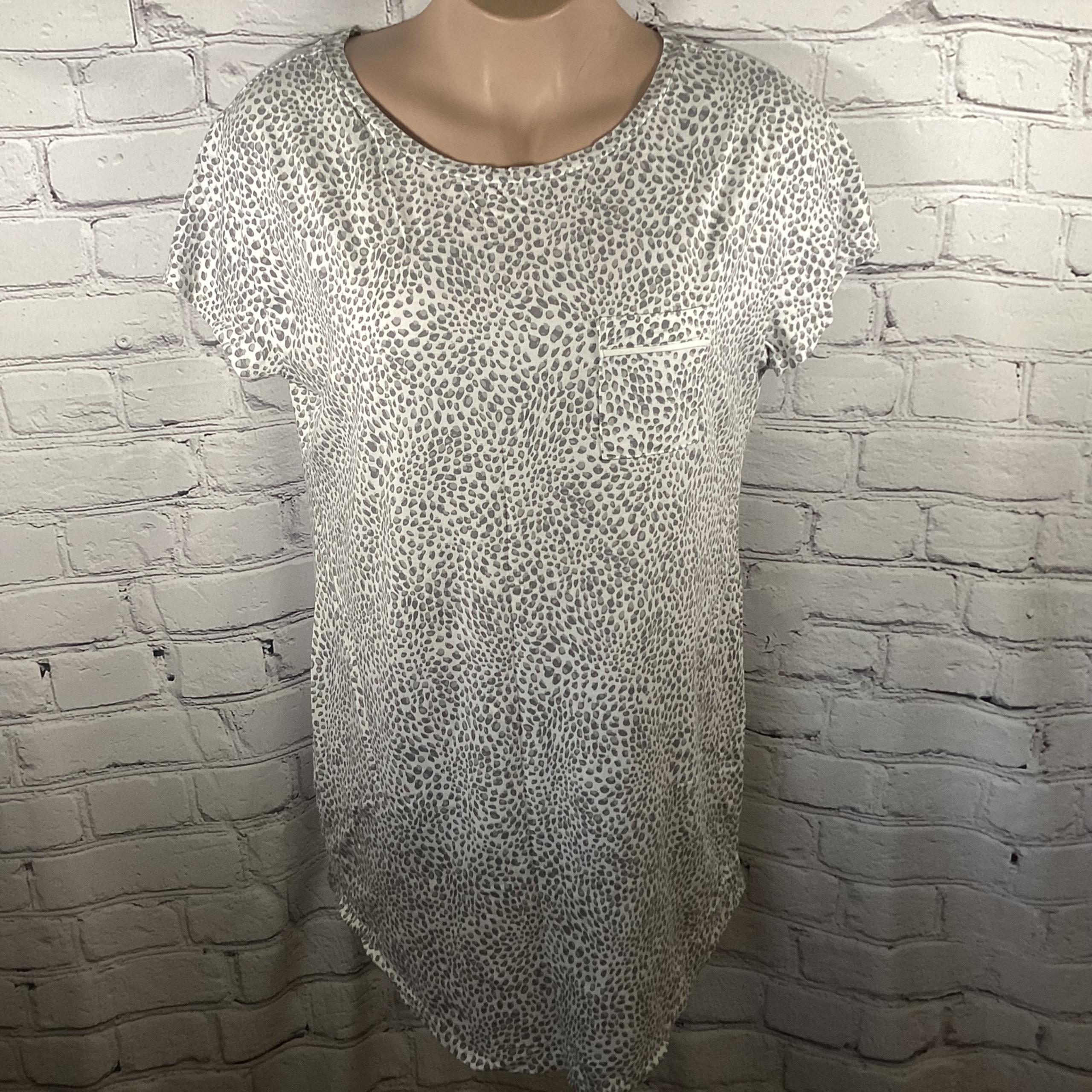 Liz Claiborne Size XL Grey Leopard Print Nightgown Sleep T-shirt