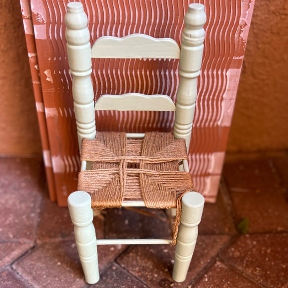 Vintage Green Wood & Wicker Chair For 18 Dolls chair