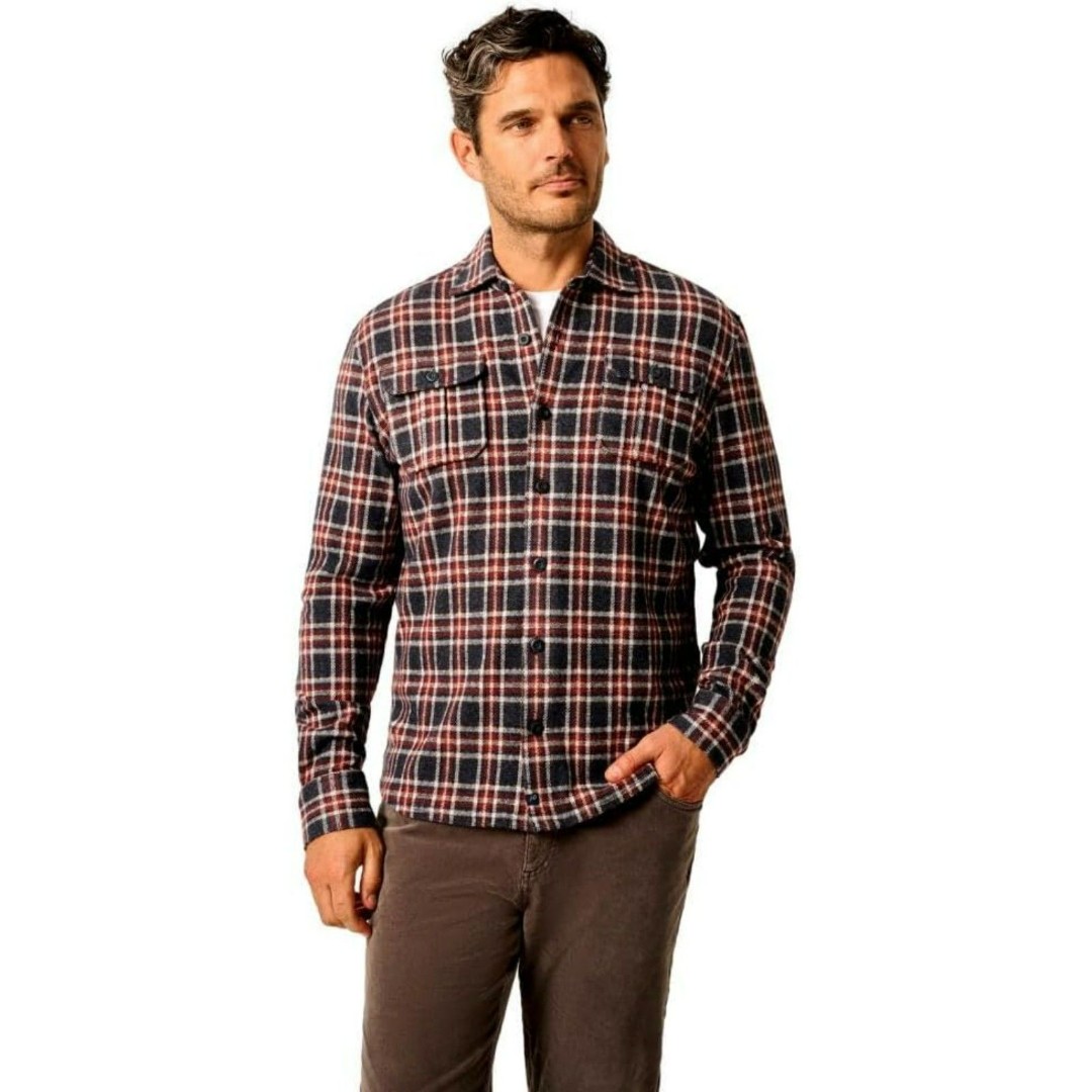 Johnnie-O Shirt Men's size Large Gray Creole Jimmy Stretch Flannel Lodge NWOT