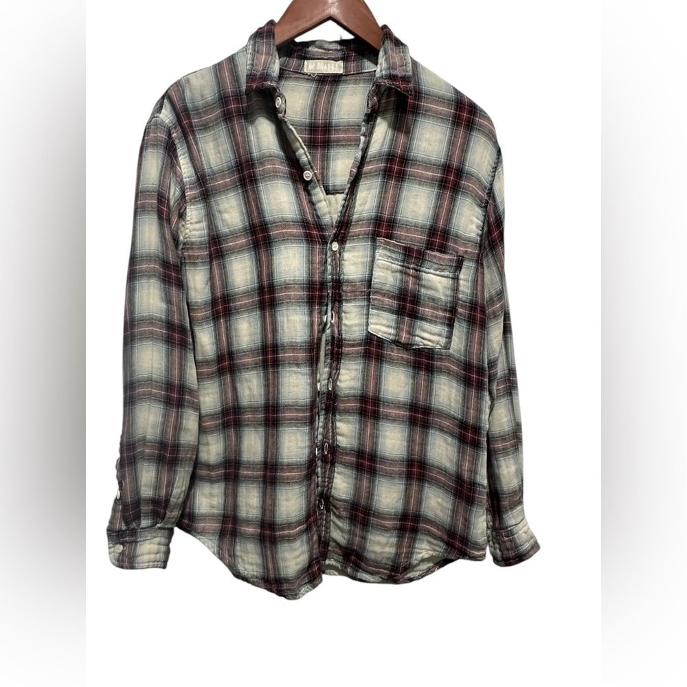 CP SHADES Double Cotton Gauze Plaid Button Down Shirt size XS