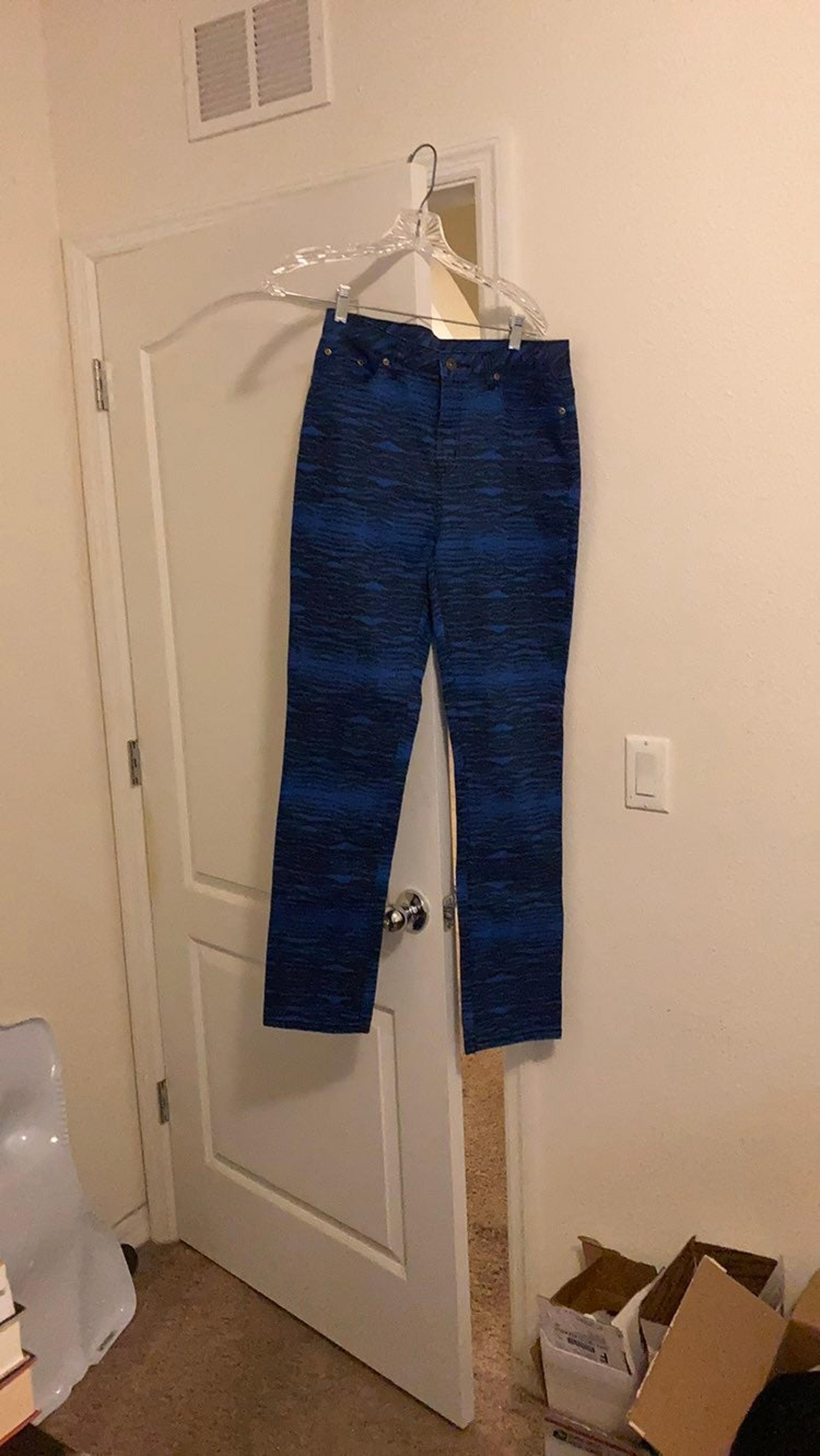 Diane Gilman Front Zipper Pants in Zebra Design.
