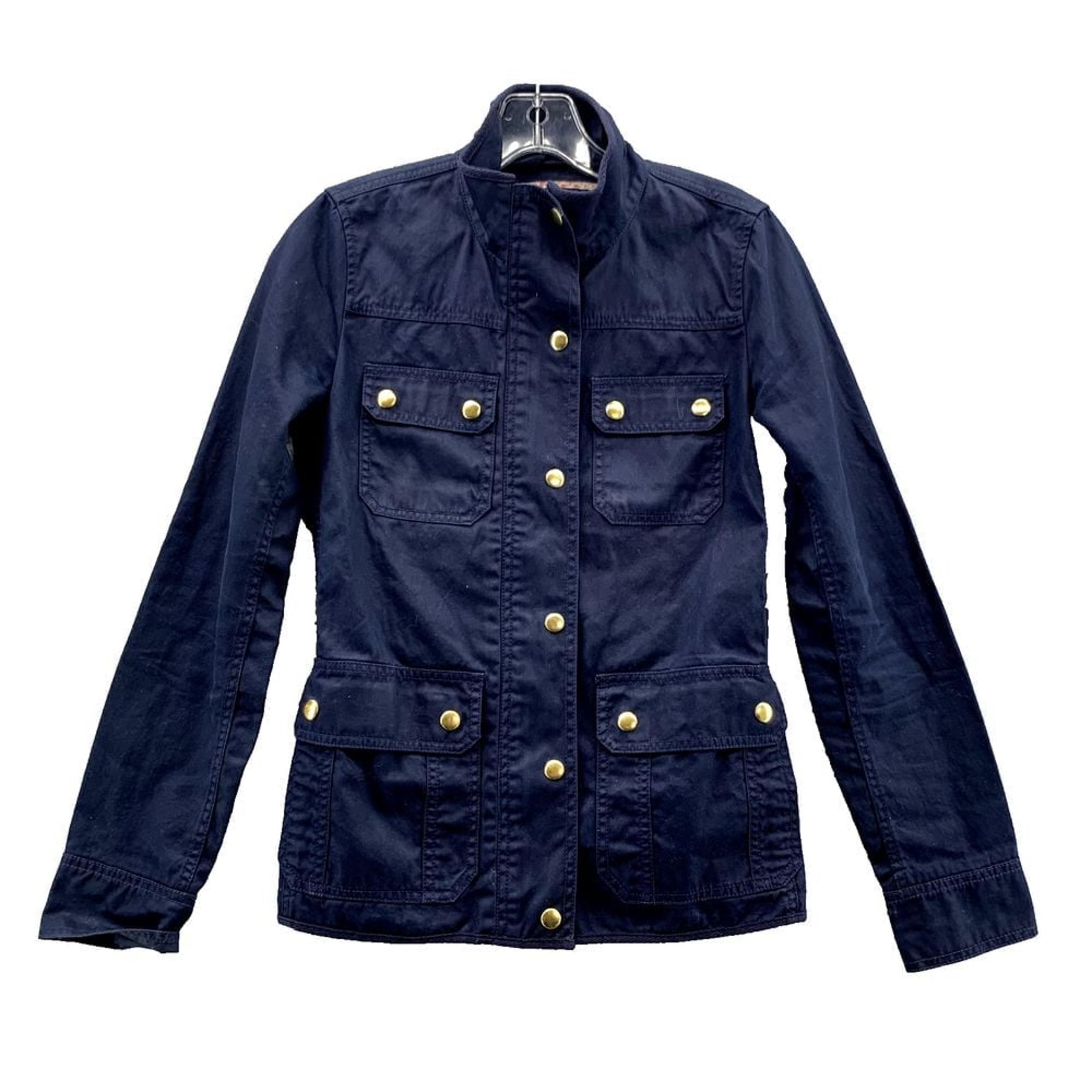 J.Crew Relaxed Boyfriend Field Jacket Womens XXS Navy Classic Utility Waxed 90's