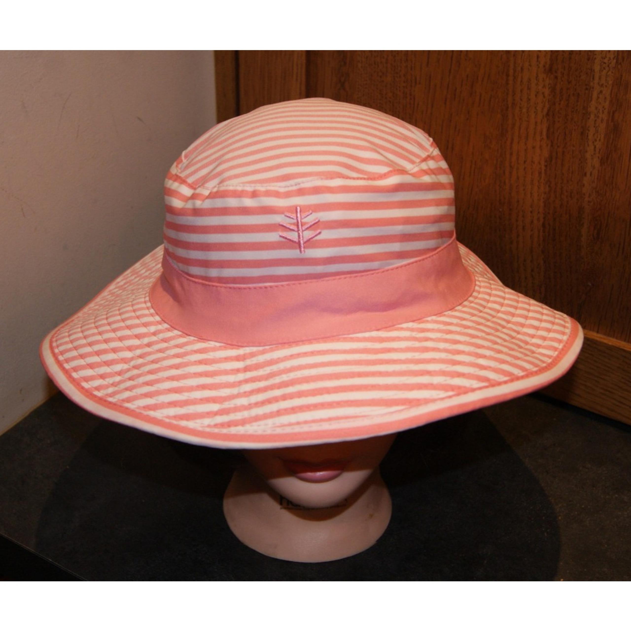Coolibar Womens Sun Hat L/XL UPF 50+ Pink White Packable Reversible Bucket