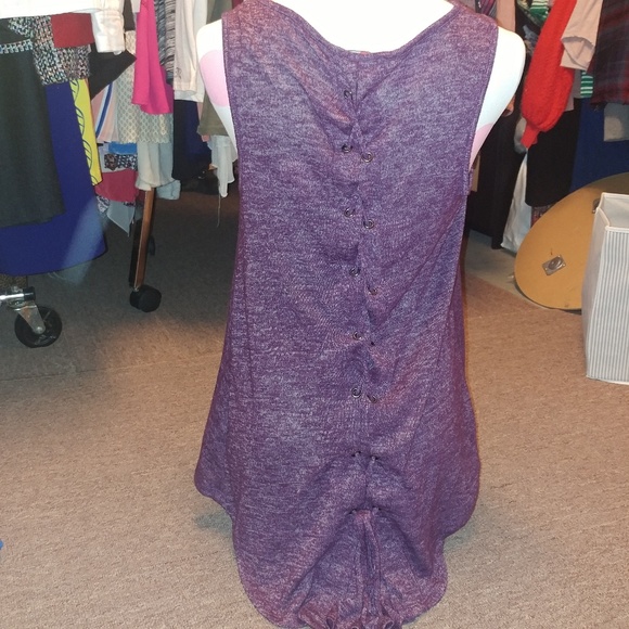 All at Once Purple heather criss cross back tunic tank top flowy stretch Medium