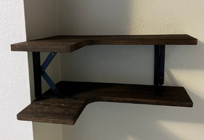 Corner Floating Shelves Wall Mounted Set of 4, Rustic Wood Wall Storage