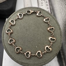 Vintage Sterling Silhouette Puff Heart Antique 40’s Bracelet