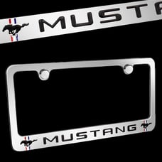 NEW 1PCS MUSTANG Chrome Plated Brass License Plate Frame Officially Licensed