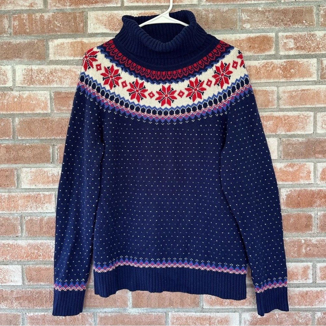 Vineyard Vines Cashmere Wool Blend Fair Isle Turtleneck Sweater Women’s Large