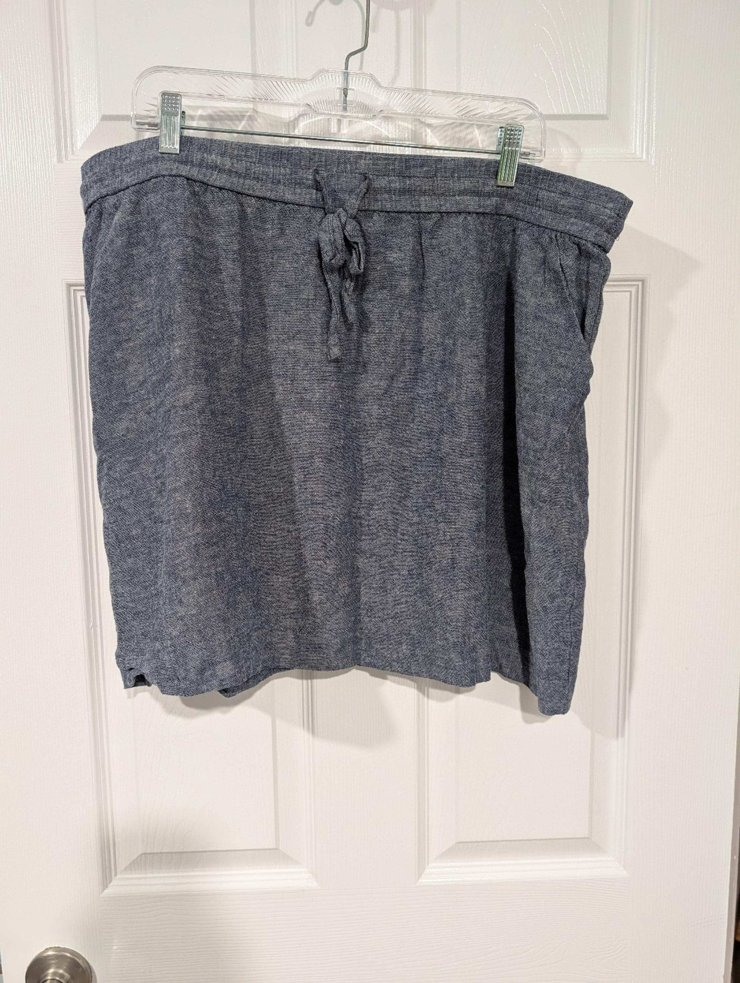 Ann Taylor Blue Chambray A-Line Skirt Drawstring Closure in Size XL