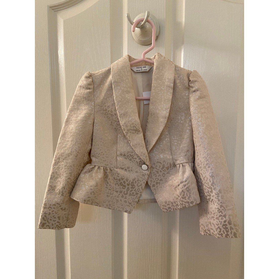 Janie and Jack x Rachel Zoe Cheetah Tuxedo Jacket Metallic Girls Size 3 NWT