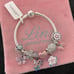 Linx Snake Chain Bracelet with Butterfly Heart and Flower Themed Charms