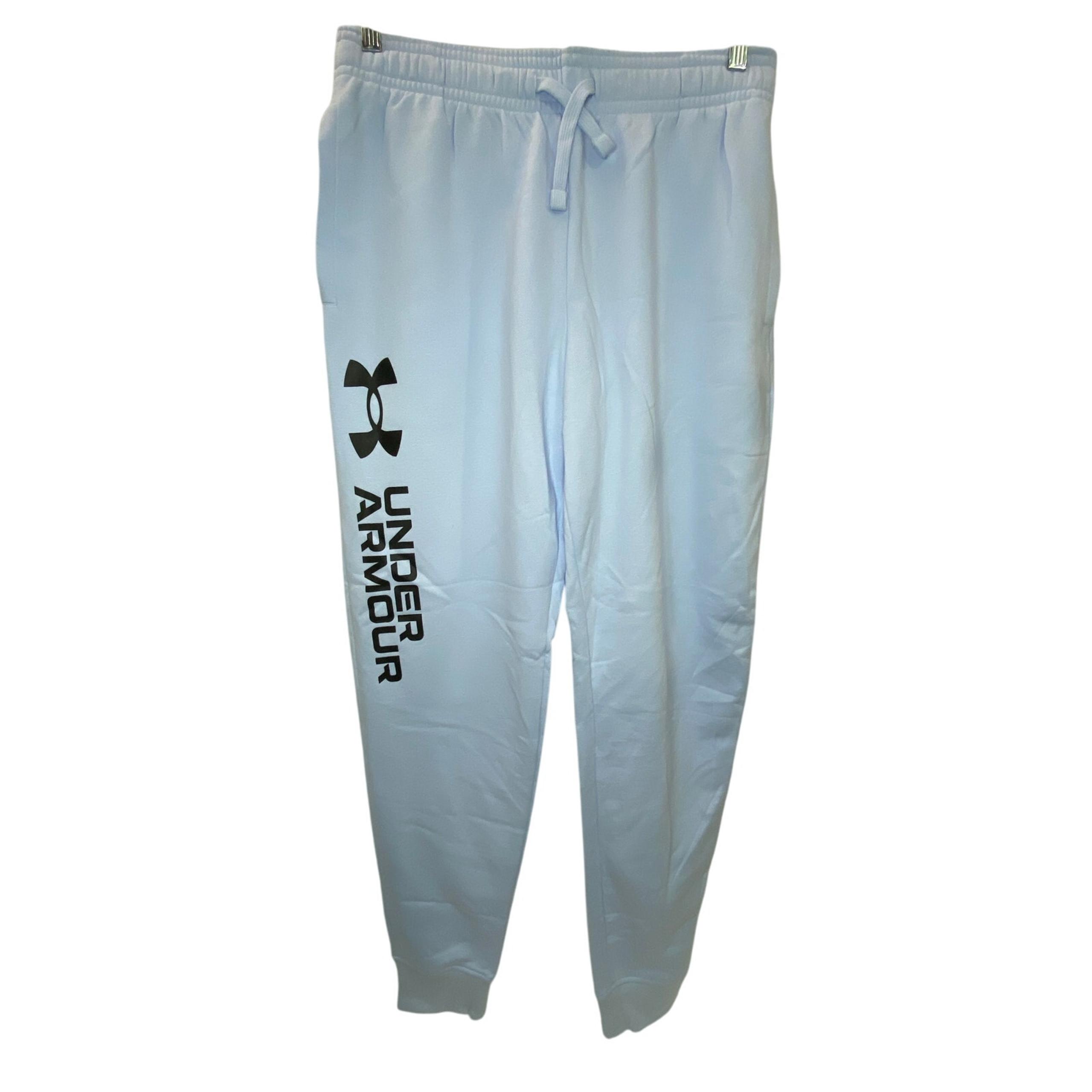 Mens Under Armour Large Blue/Black Rival Fleece Jogger Sweatpants 32' inseam