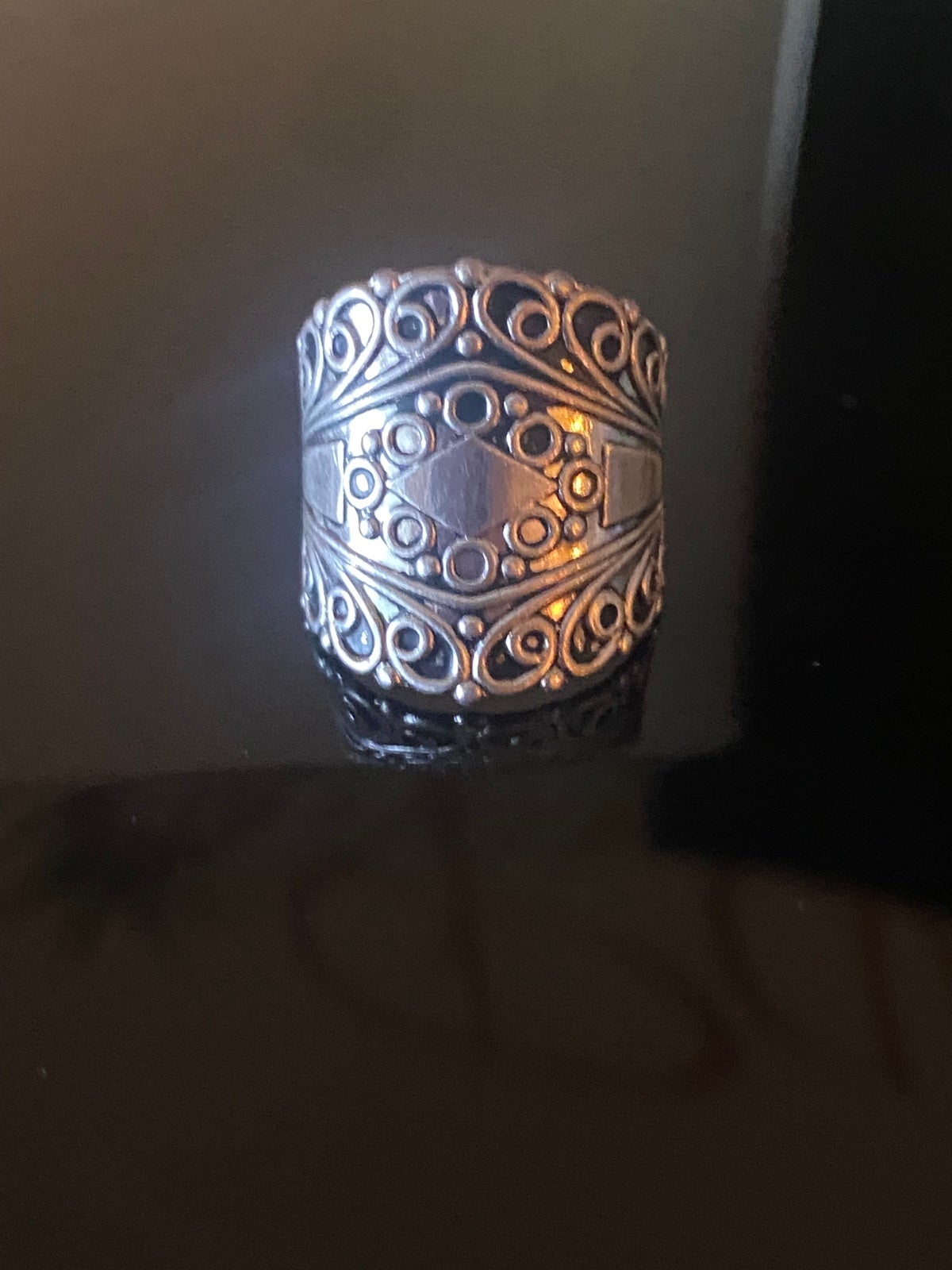 Vintage *RARE J. Esposito Signed Sterling Silver Ring Swirl Pattern With Patina