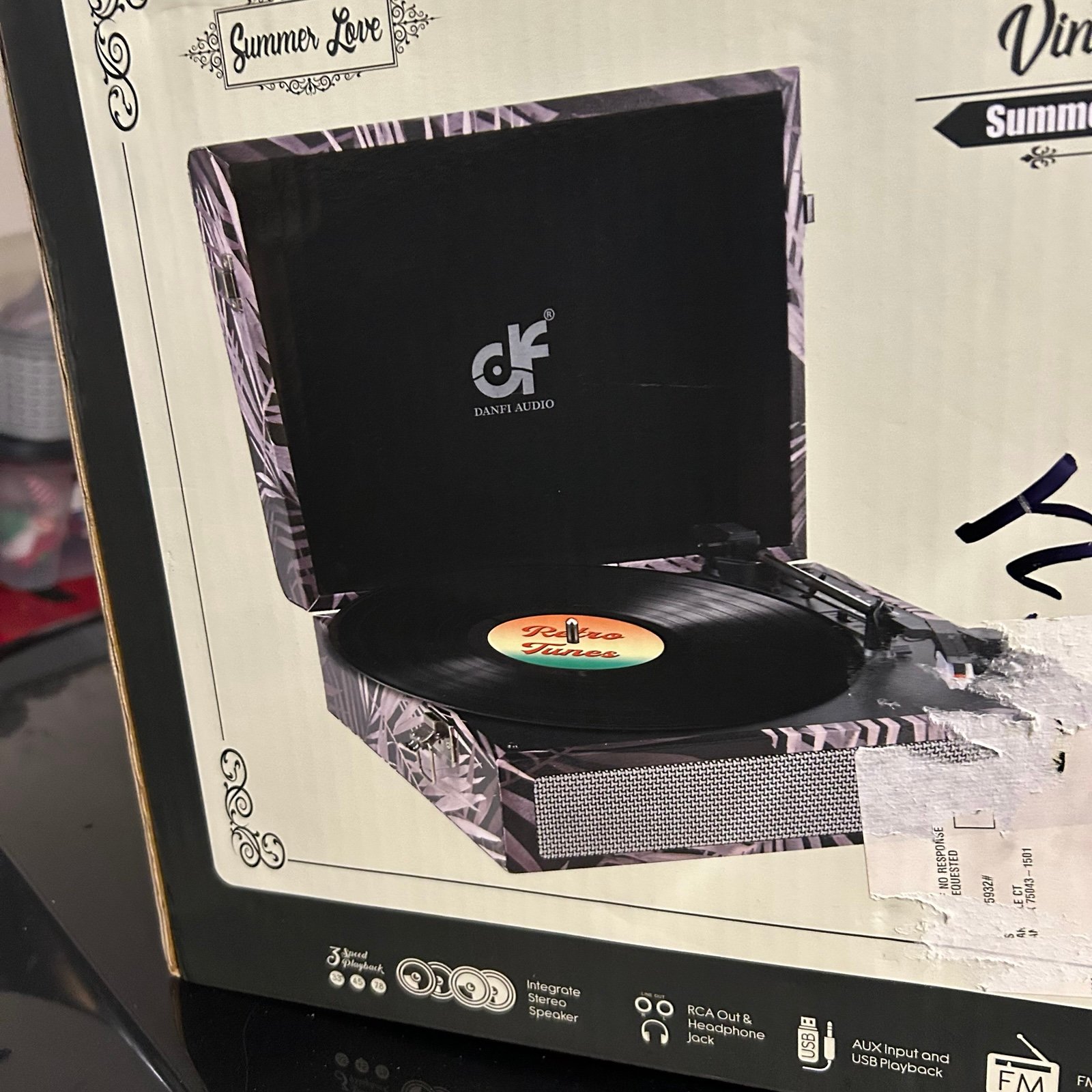 Danfi vintage audio suitcase style turntable new inbox