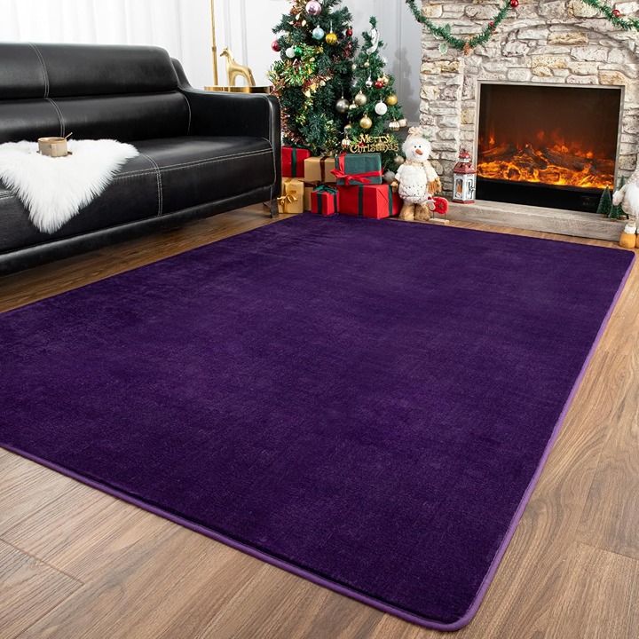 5x7 Feet Dark Purple Memory Foam Rug, Super Soft Modern Indoor Carpet