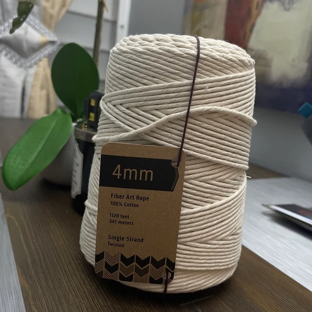 4mm Natural Beige Single Strand Cotton Macrame Cord , Handmade Craft