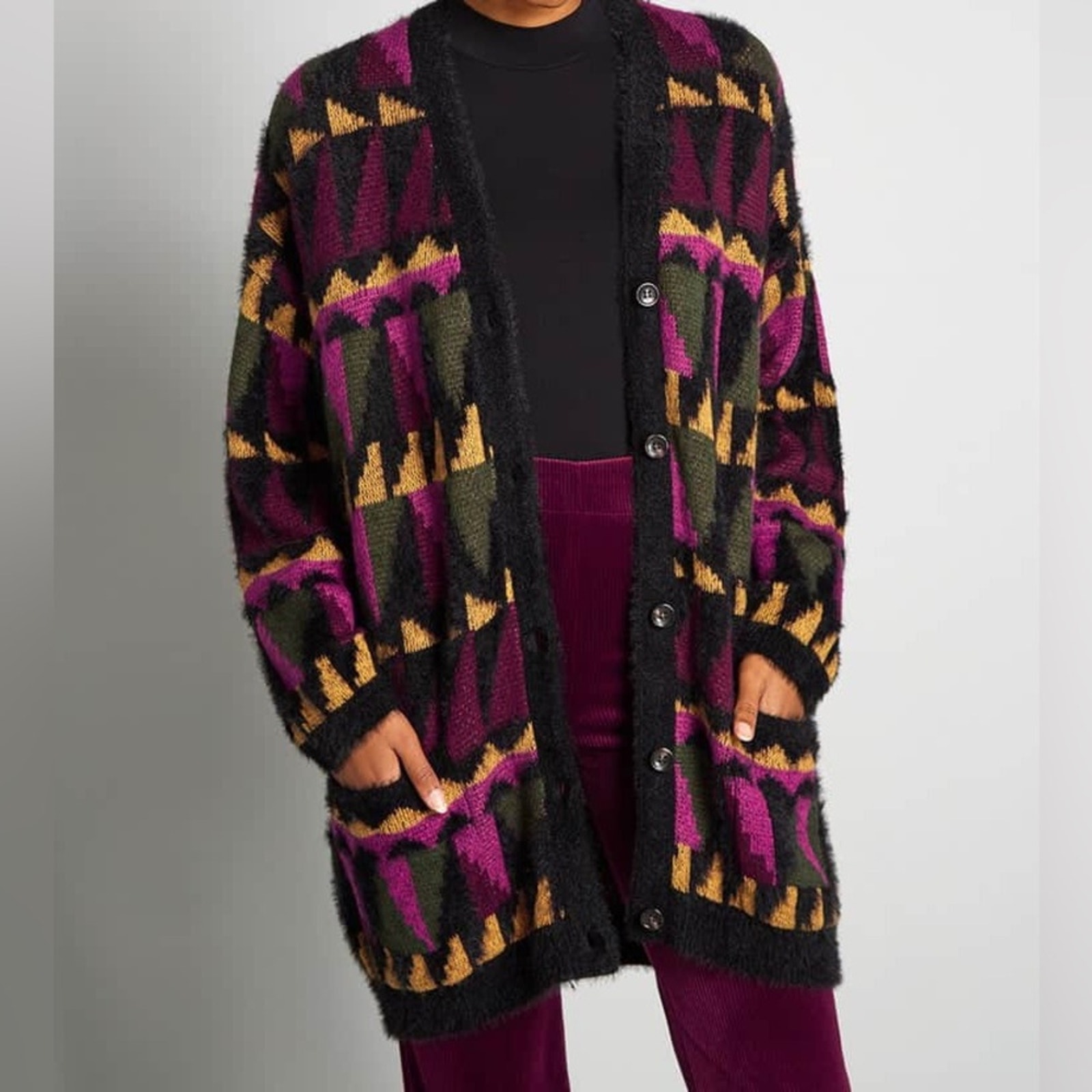 ModCloth Putting The Pieces Together Sweater Coat Size XL