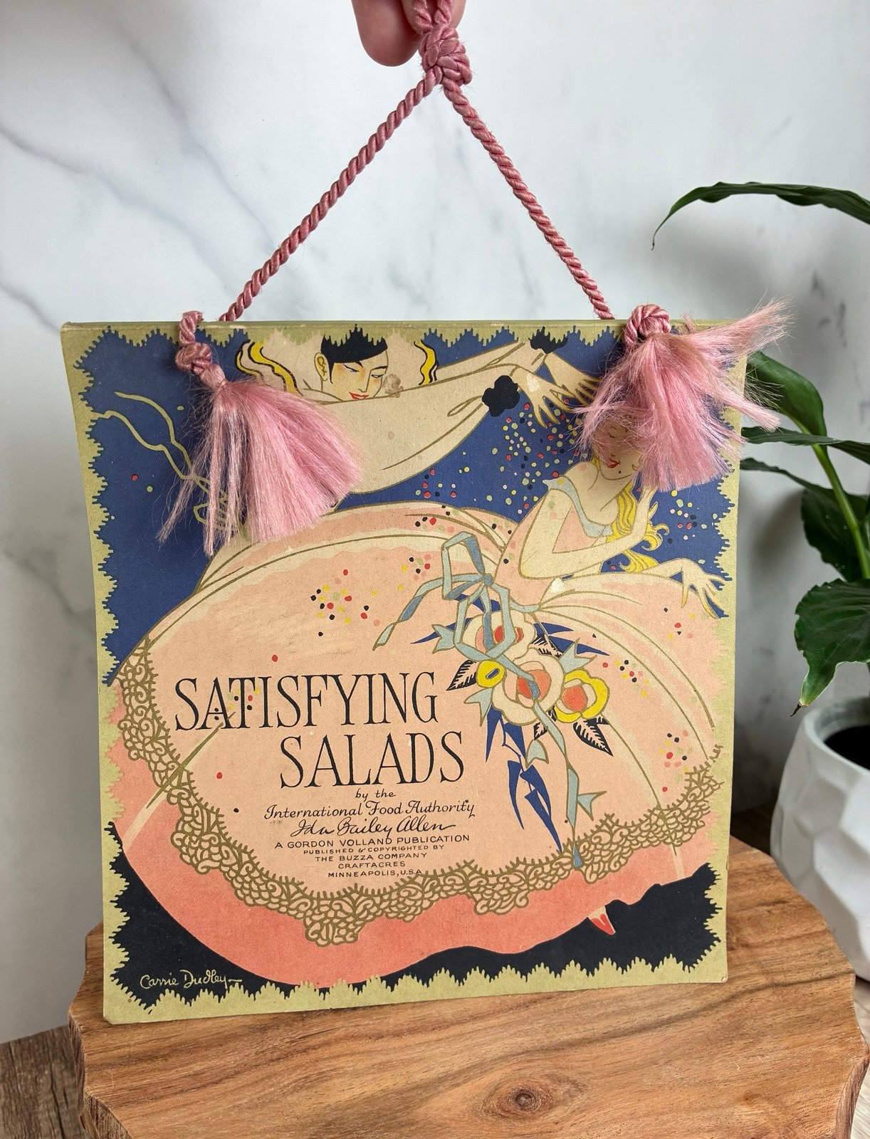 Rare Art Deco Hanging Cook Book Satisfying Salads by Ida Bailey Allen