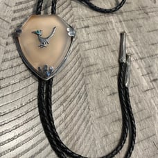 Old pawn sterling silver agate quartz roadrunner 37 bolo tie 070224bFCZHC
