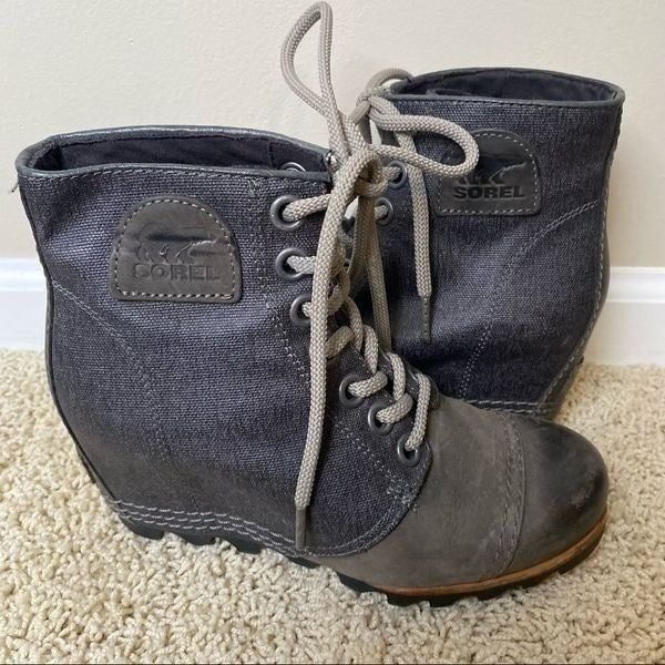 Sorel PDX Lace Up Wedge Boots Ankle Boots Lexie Wedge Grey Quarry 6