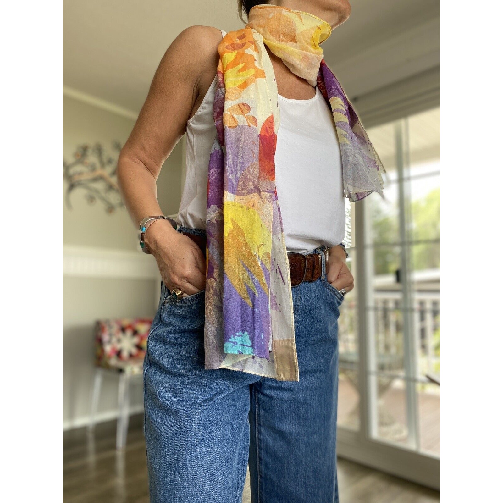 SCARF 100% Cotton Flower Print Scarf