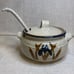 Studio pottery stoneware soup tureen with lid, ladle.