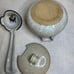 Studio pottery stoneware soup tureen with lid, ladle.