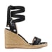STUART WEITZMAN, Authentic Illeana Lace Up Wedges, Black Paisley Bandana Print
