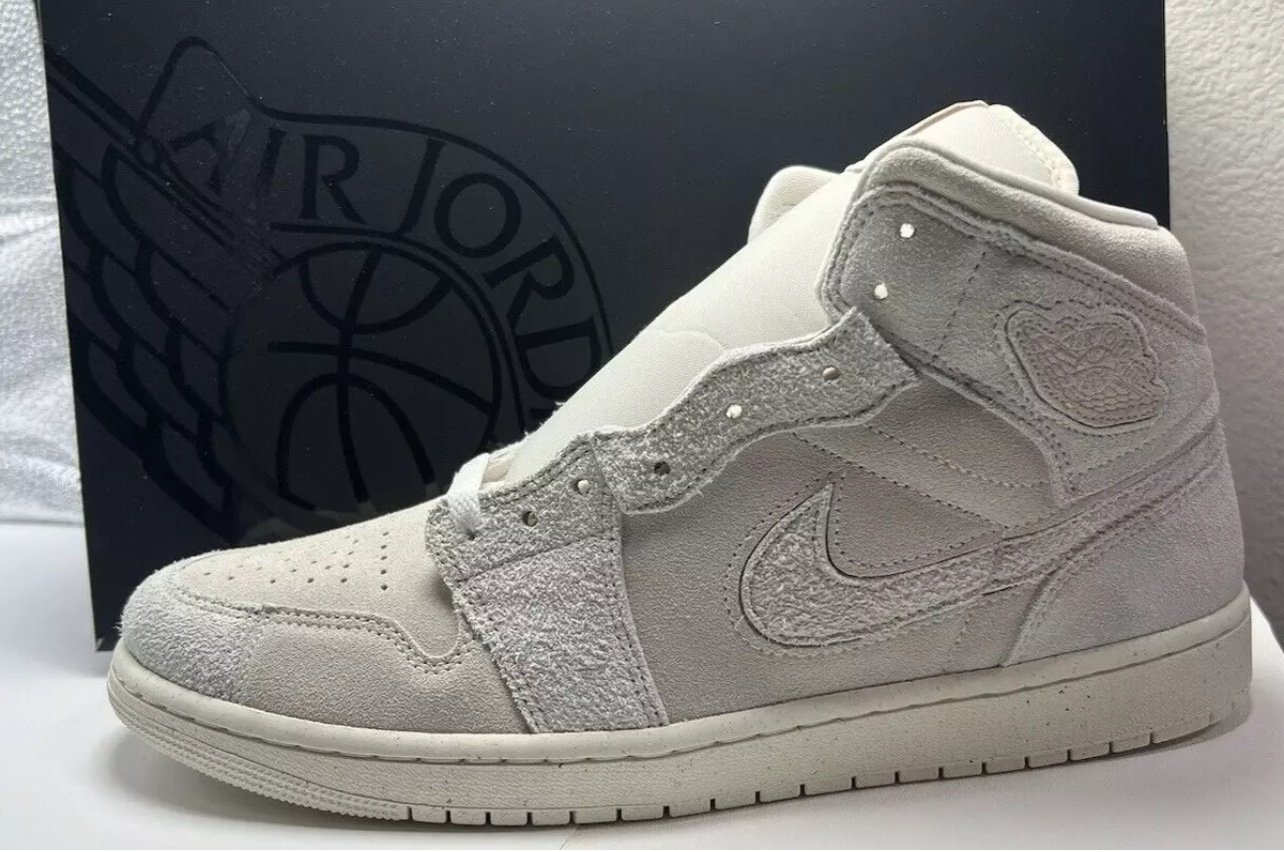 Nike Air Jordan 1 Mid SE Craft Shoes 'Pale Ivory' FQ3224-100 Men's Size 11