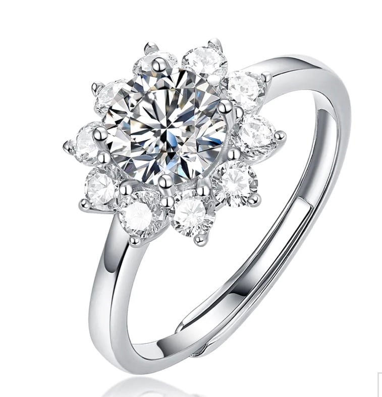 S925 Moissanite Diamond Sunflower Ring