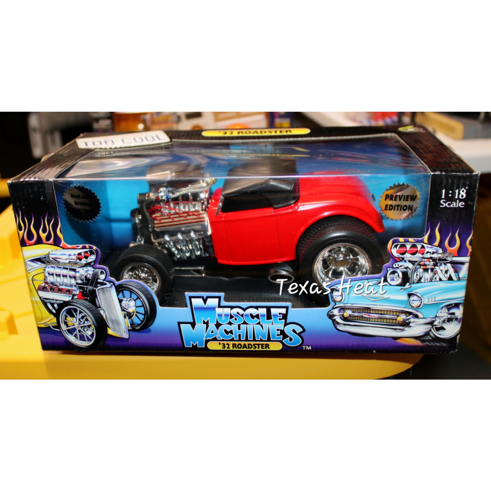 Muscle Machines 33 Ford Coupe Red 1:18 Real Steel Braided Fuel Lines NEW (x)