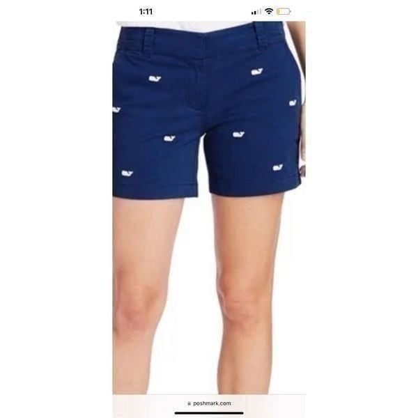 NWT Vineyard Vines 5 Inch Whale Embroidered Navy Blue Pink Shorts Sz 12