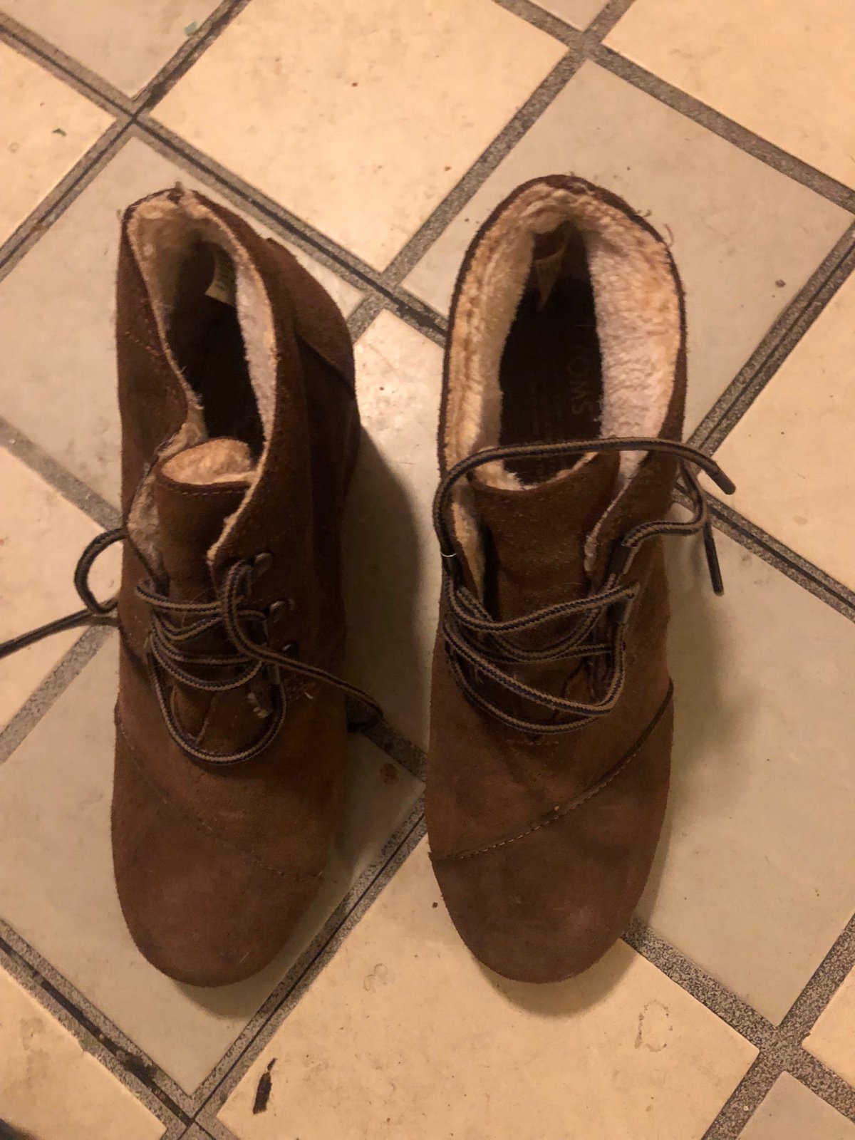 Toms wedge brown ankle boots