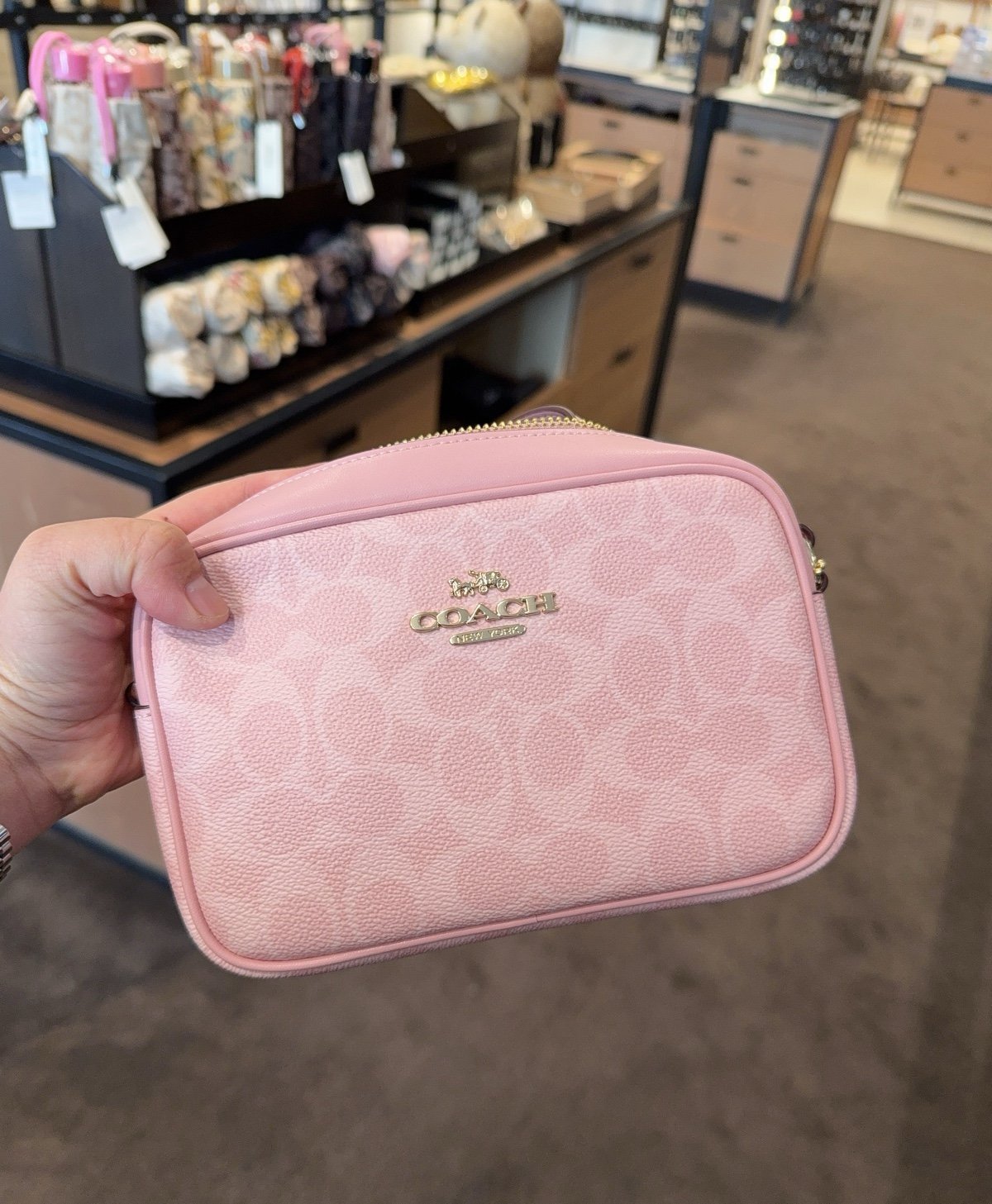 Coach Mini Jamie Camera Bag In Signature Canvas in Powder Pink CY752 NWT