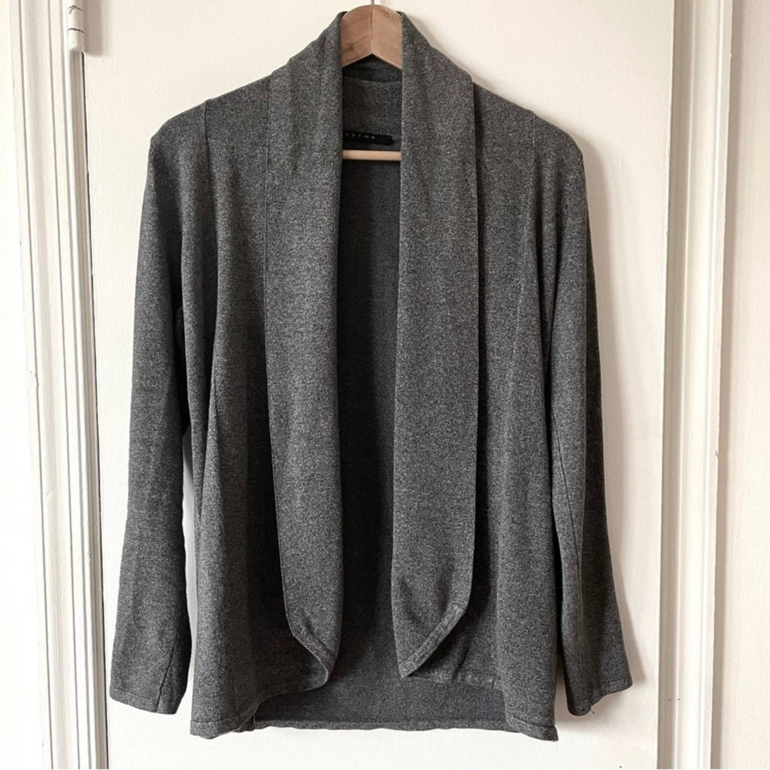 Cyrus Gray Open Stretch Knit Cardigan Shawl collar Small