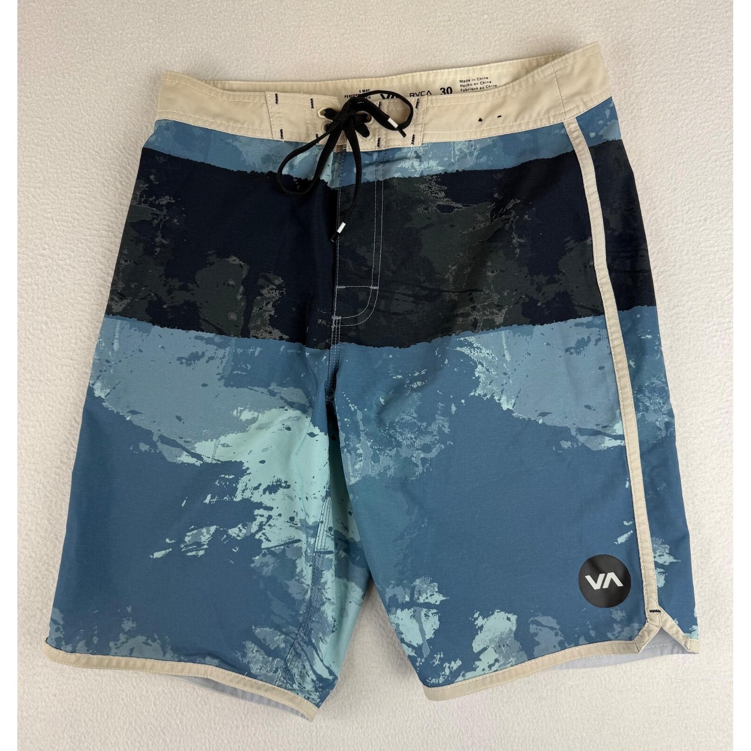 RVCA Board Shorts Mens 30 Charcoal Breakers Splice Drawstring Surf Swim Beach