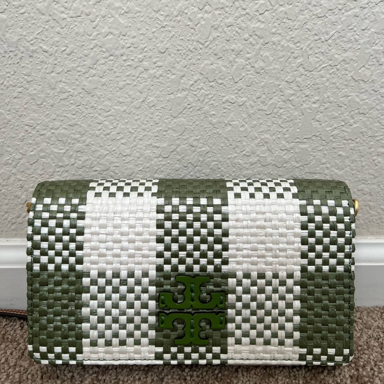 TORY BURCH McGRAW WOVEN PLAID WALLET CROSSBODY