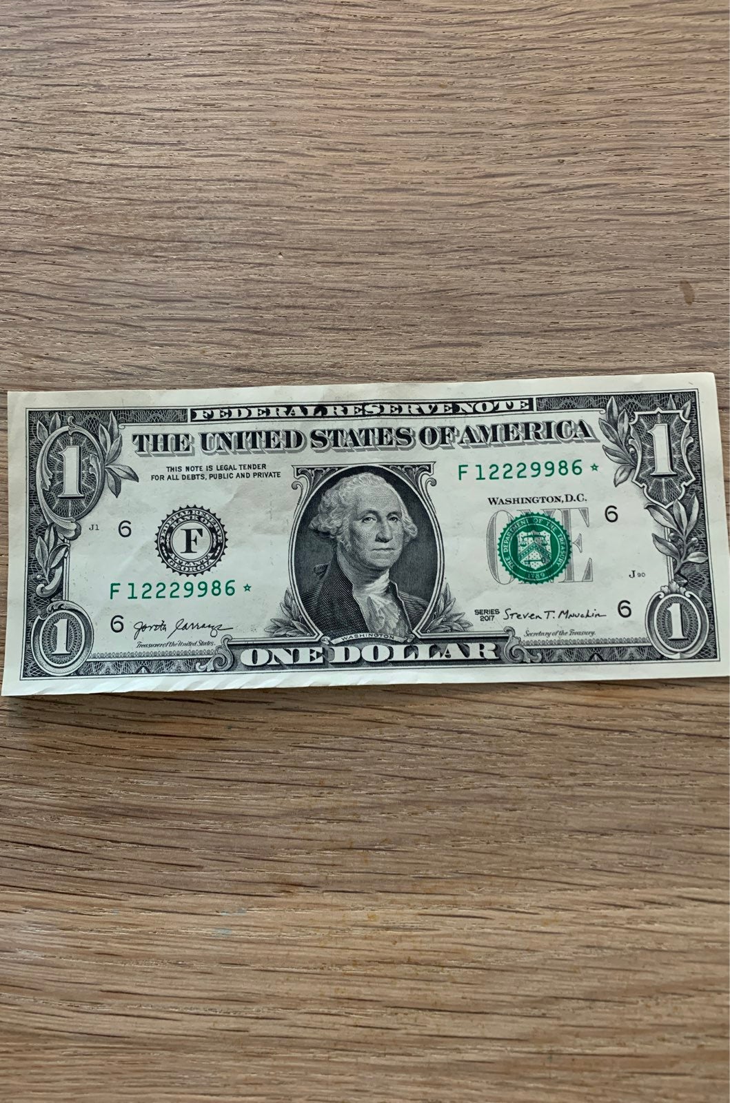 Star note One Dollar Bill