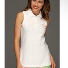 LILLY PULITZER | White & Pink Sleeveless Polo Shirt Women’s Size X-Small