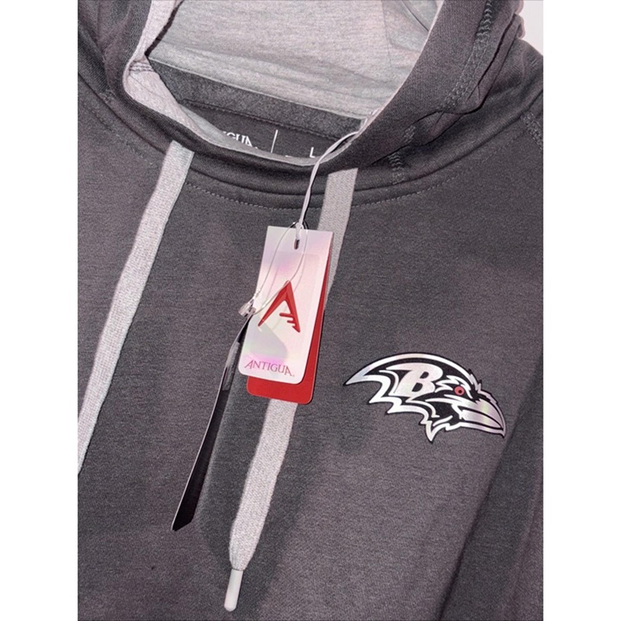 Baltimore Ravens Hoodie Mens Large Gray Antigua Logo Pullover NFL Fast Shipping!