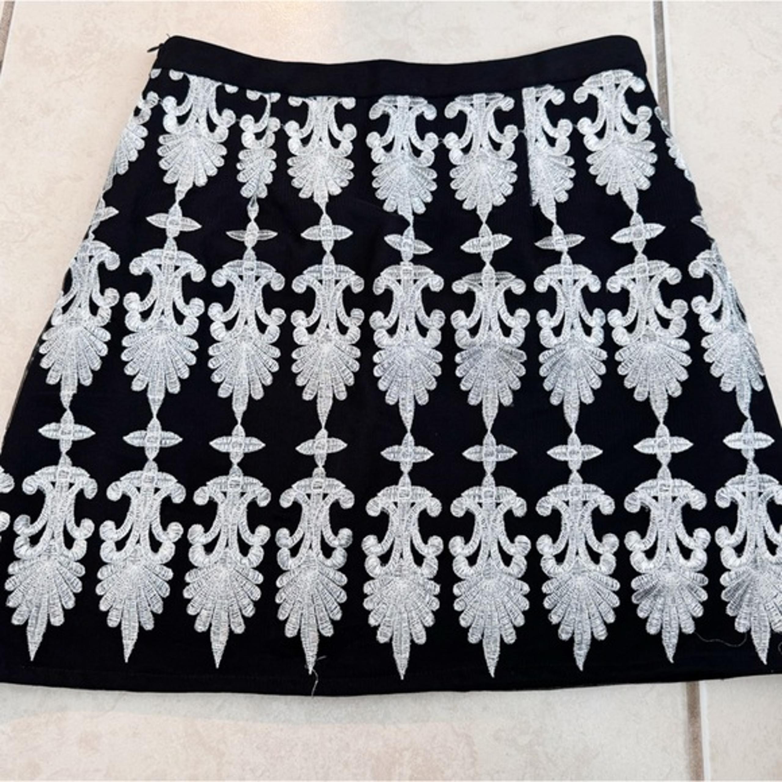 Seek the Label by LF Embroidered Black and Silver Mini Skirt